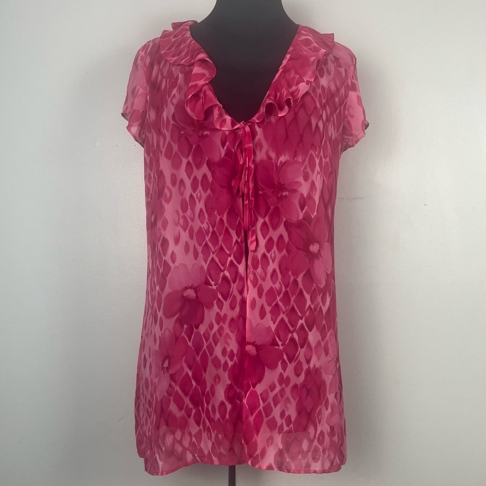 Vintage Victoria’s Secret Y2K 2000s pink ruffle tie front blouse size large